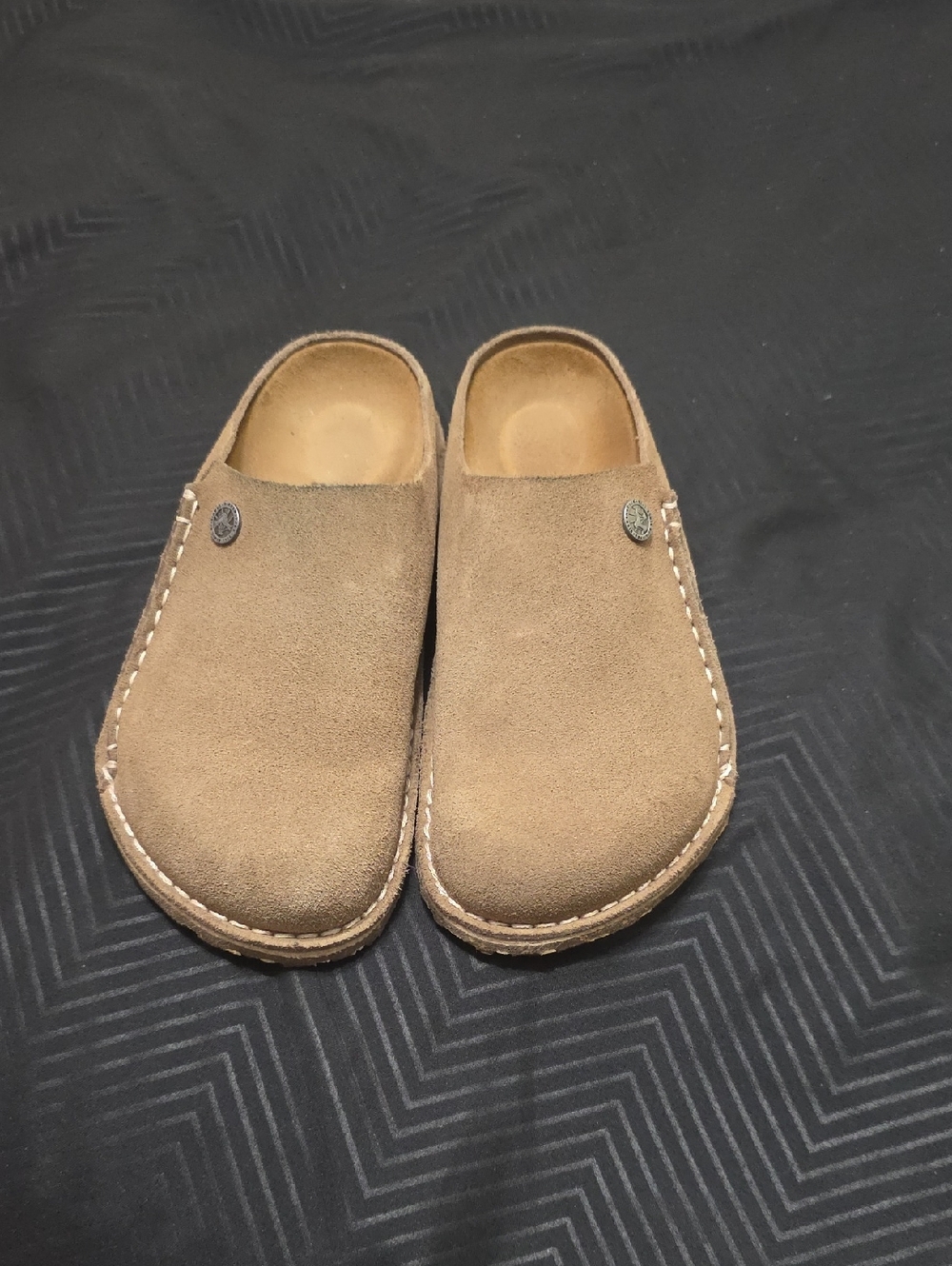 Birkenstock Women's Suede Slip-On Clogs in Light Brown Size 37